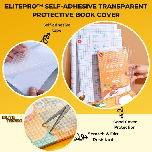 ELITEPRO™ Self-adhesive transparent protective book cover (Pack of 30)