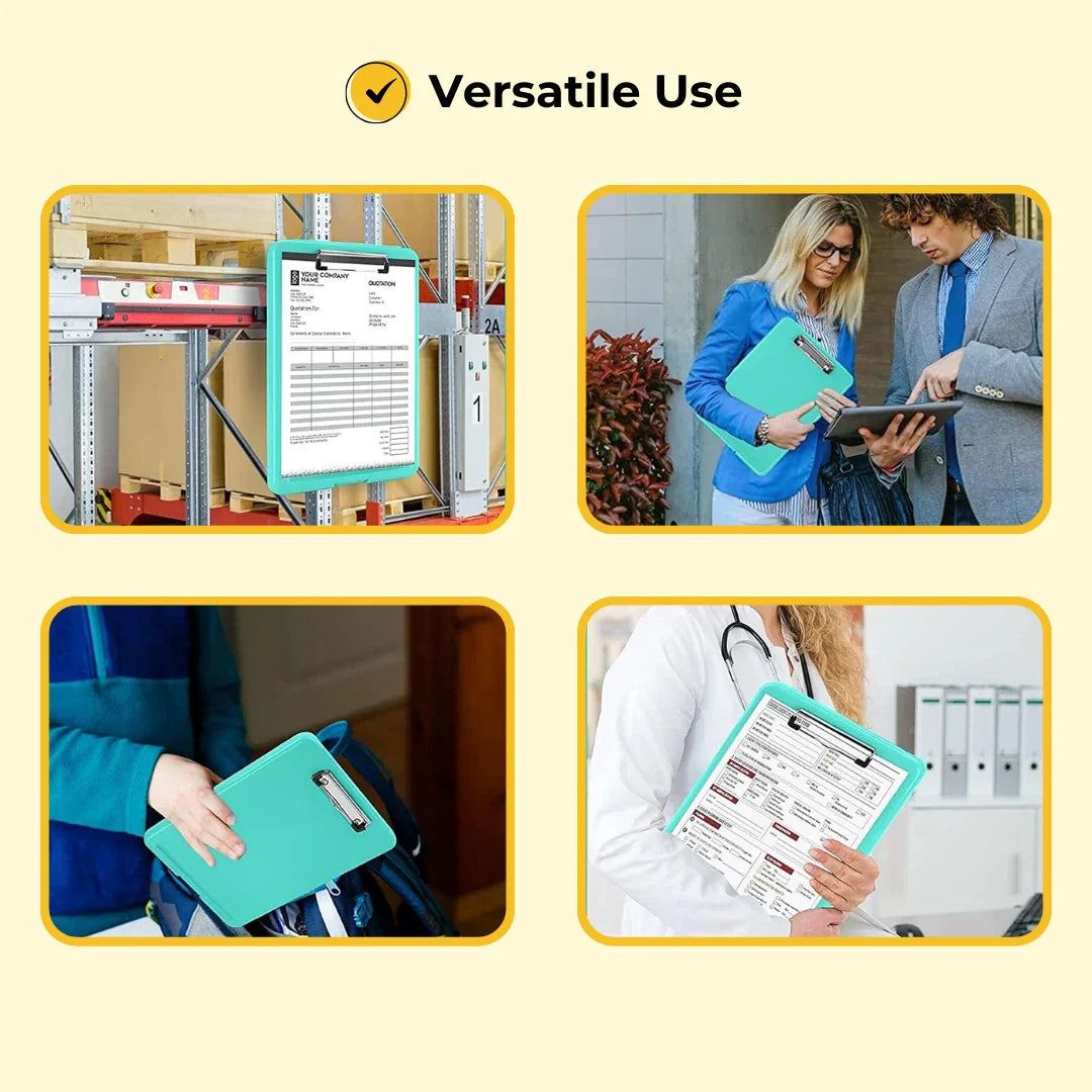 Clipboard Paper Holder Storage Writing Pad with Storage Plastic Clipboard Ideal for Office, Nurse, Students, Teachers, Sales