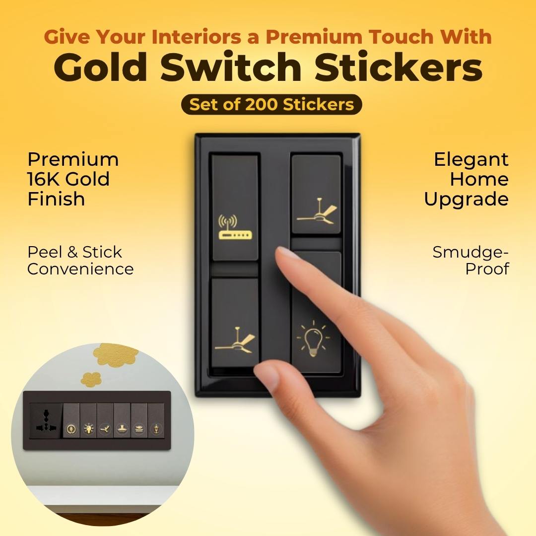 Direction Switch Sticker Black & Gold Switch Stickers – Elite Group India