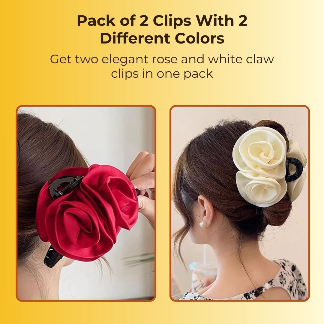 Rose Hair Clip Pack of 2 (1 White & 1 Red)