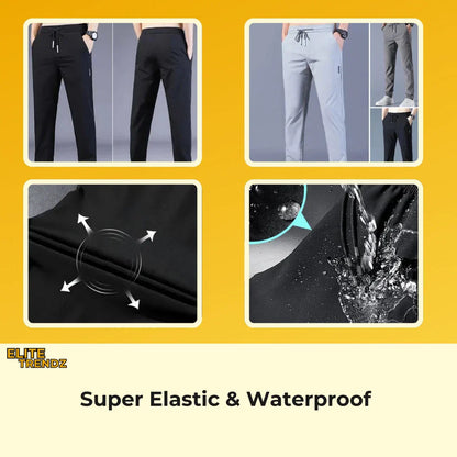 ELITEPRO™ COMBO OF 2 REGULAR FIT WATERPROOF LYCRA TRACK PANT WITH TWO SIDE POCKETS (BLACK & GREY) - WHOLESALE RATE