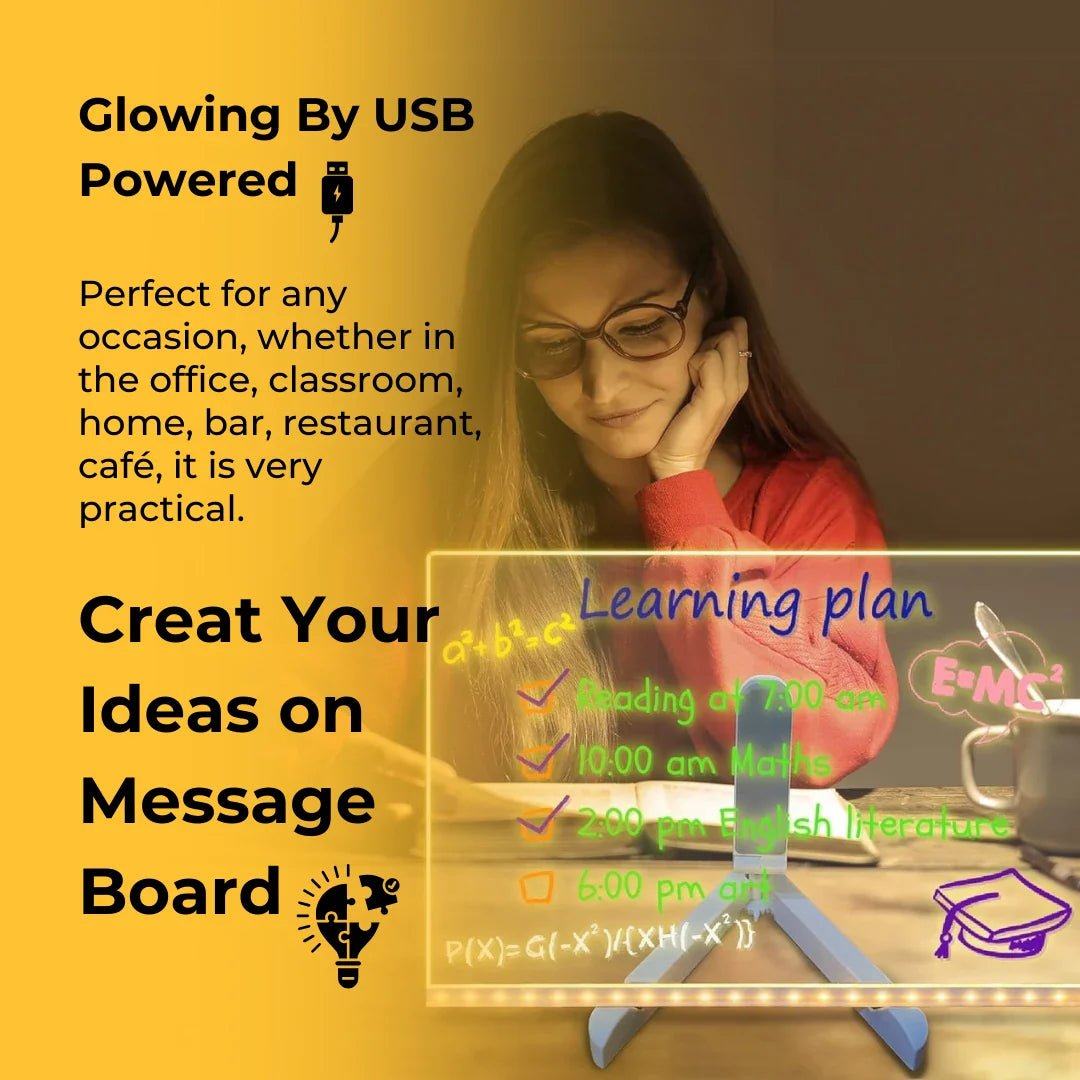 LED Rewritable Acrylic Message board with stand + 14 Multi Colored Pen FREE
