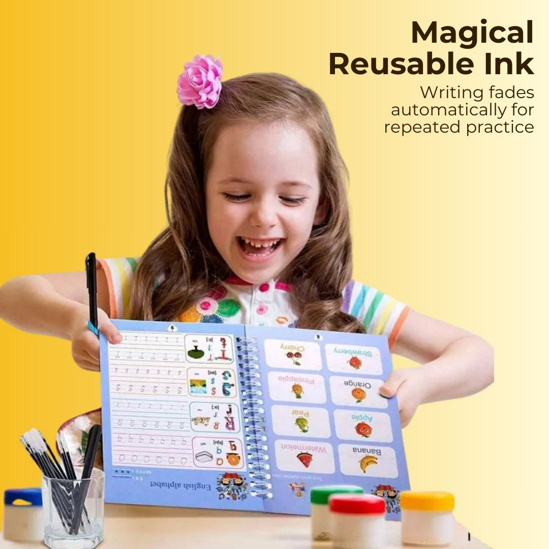 Reusable Magic Practice Book For Kids - 3+ Age With FREE 20 page Kids Personality Development eBook Guide for Parents