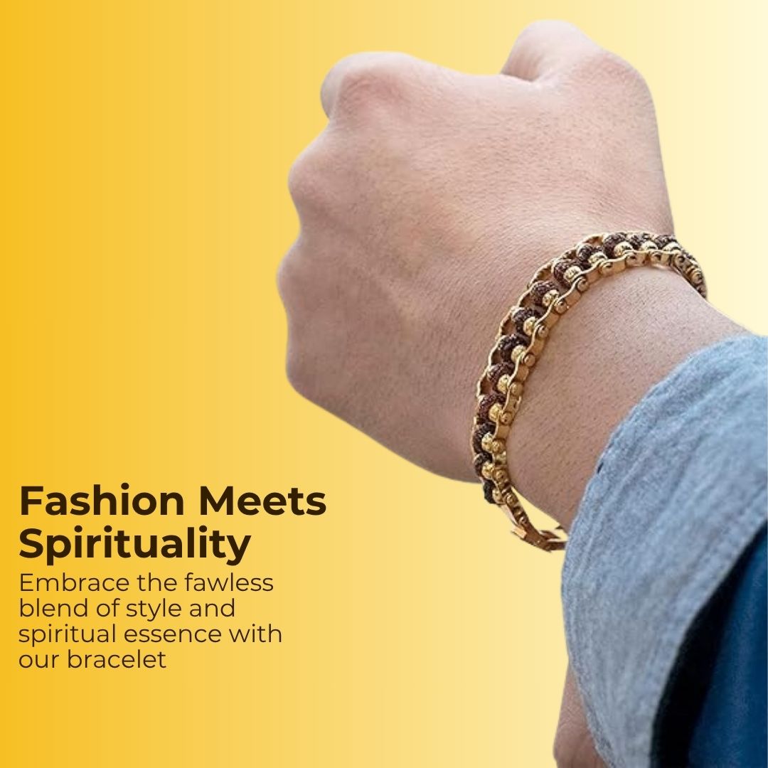 Gold Plated Modern Rudraksha Bracelet