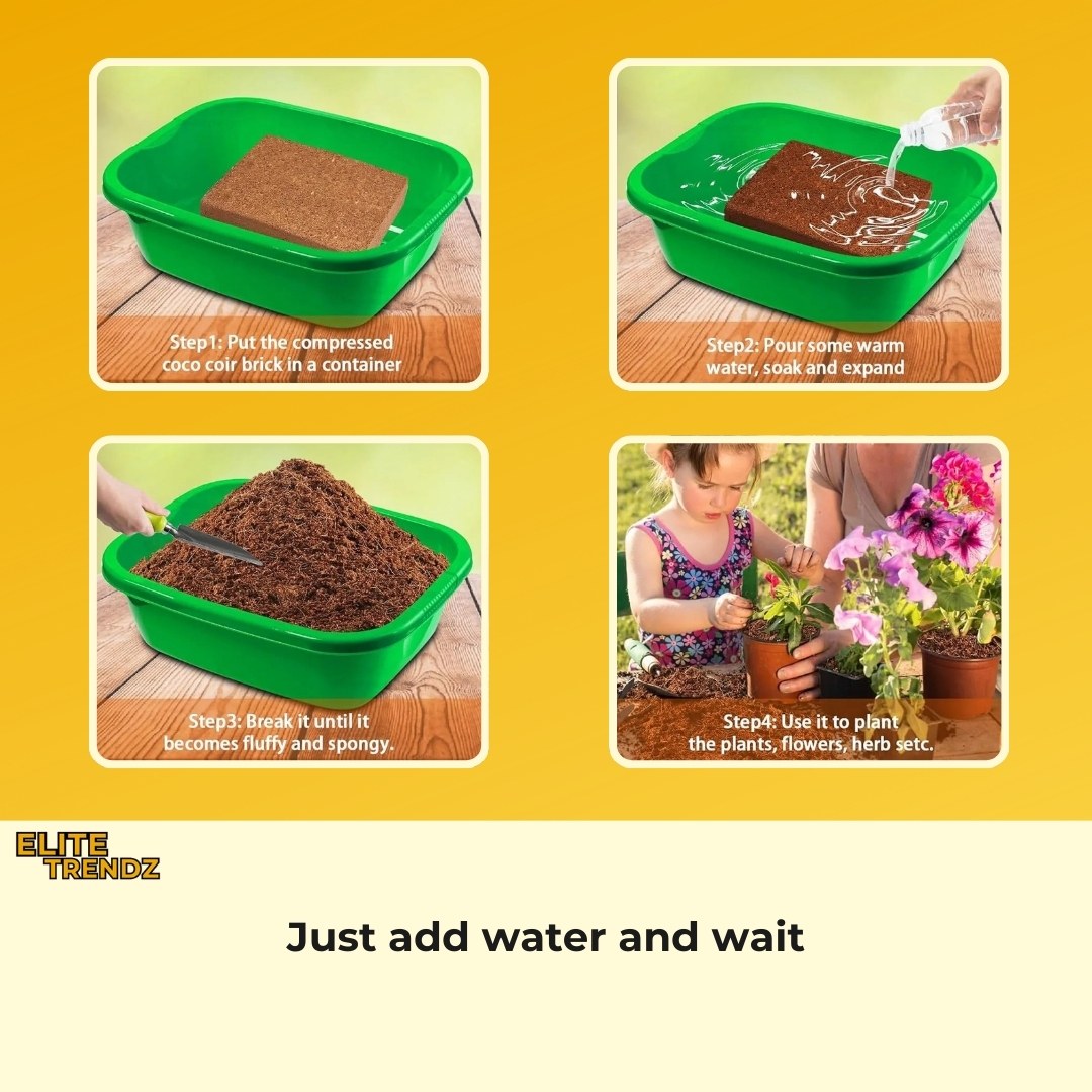 ELITEPRO™ Organic Coco Coir Brick - Potting Soil Mix for Plants- Pack OF 2 Bricks (200 gm each)