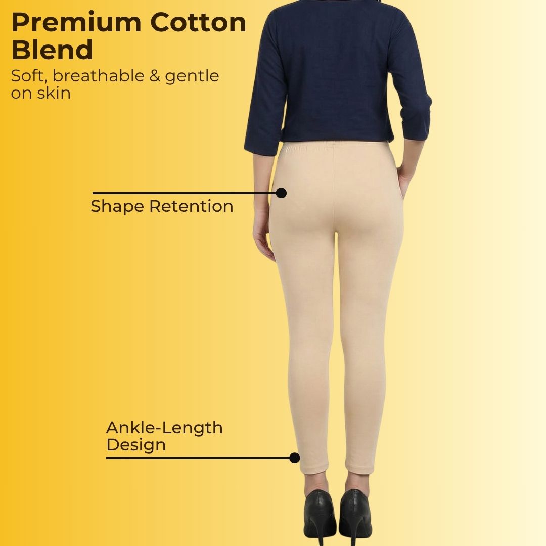 Stretchable Cotton Women Leggings - Pack Of 2 Sweat Absorbing Material For Summers