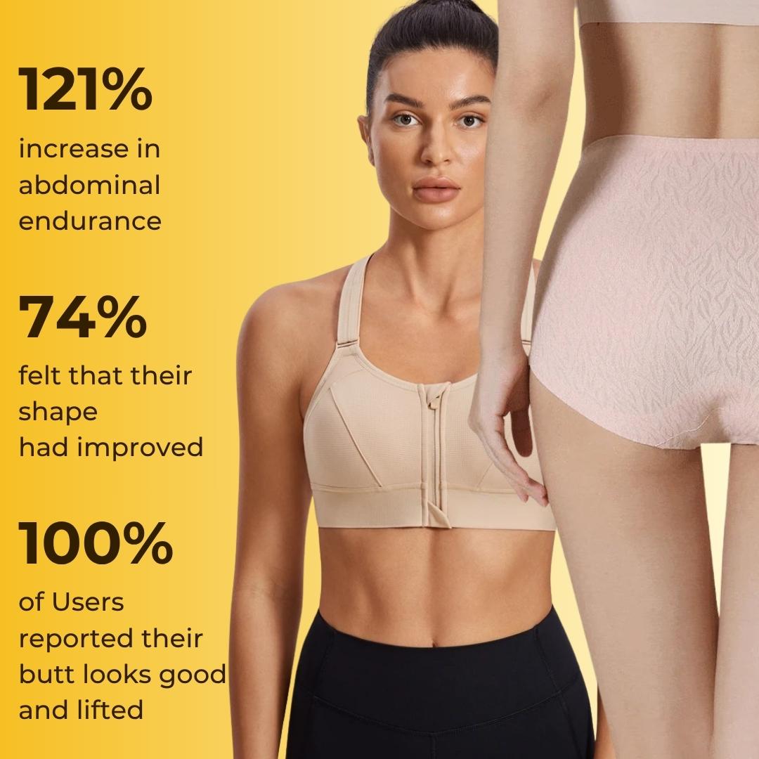 Zip Up Sports Bra and Seamless Underwear Same Color Lingerie Combo With FREE Undergarment Storage Box