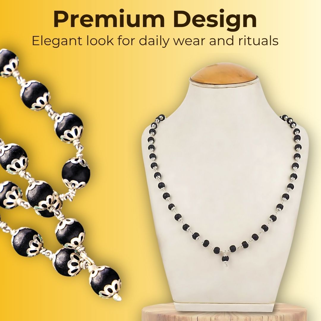 Silver Capped Karungali Mala