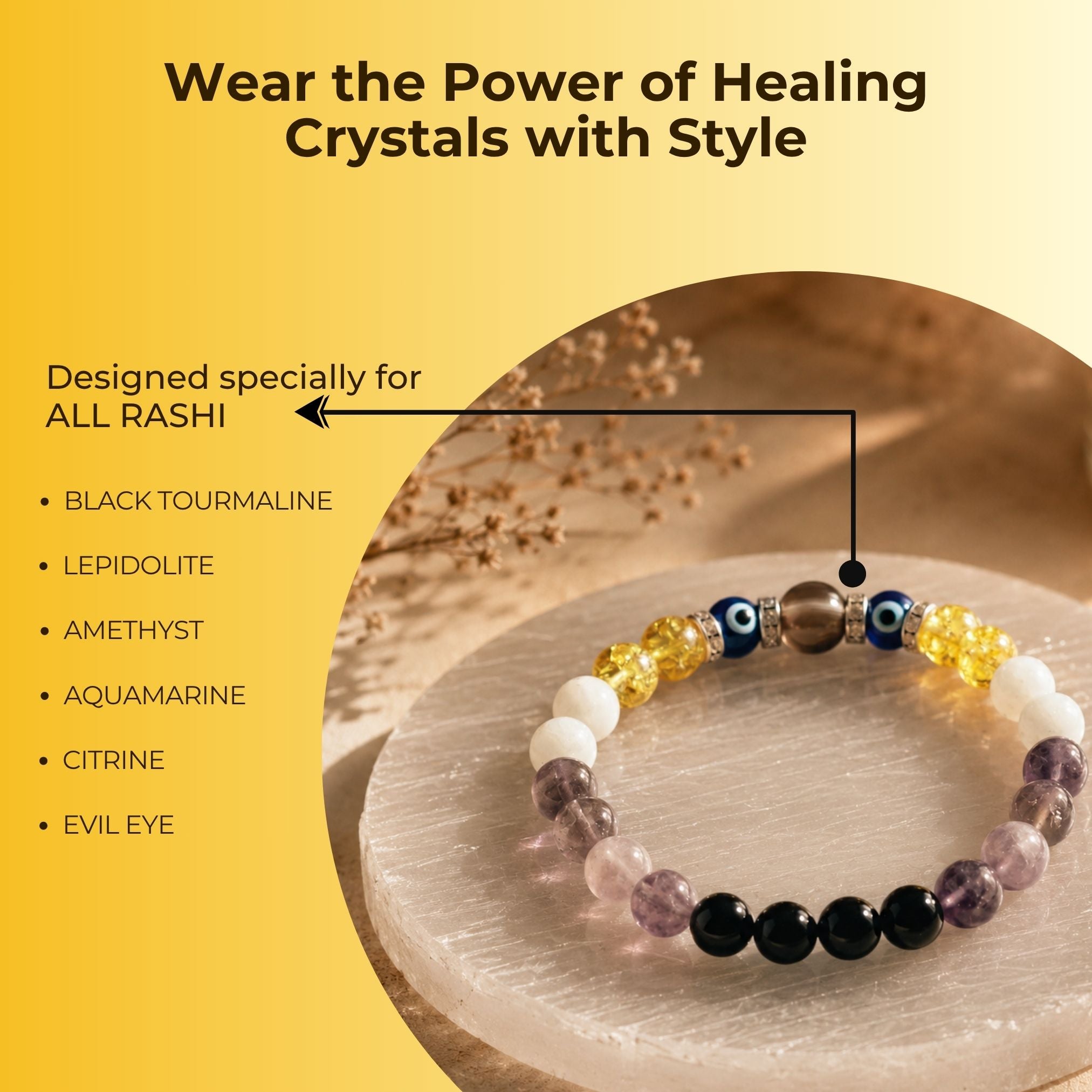 Original Stones Hematite Rashi Bracelet With Verified Lab Certificate Card