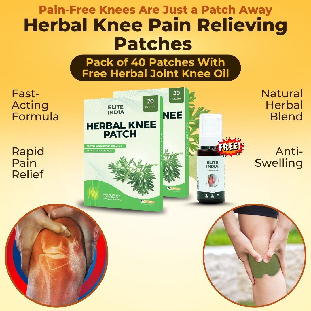 Certified Herbal Knee Pain Relieving Patches With FREE Herbal Joint Knee Oil
