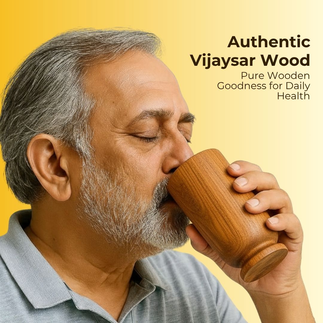 Healthy Body in 30 Days Wooden Water Glass Made With Ancient Herbal Techniques