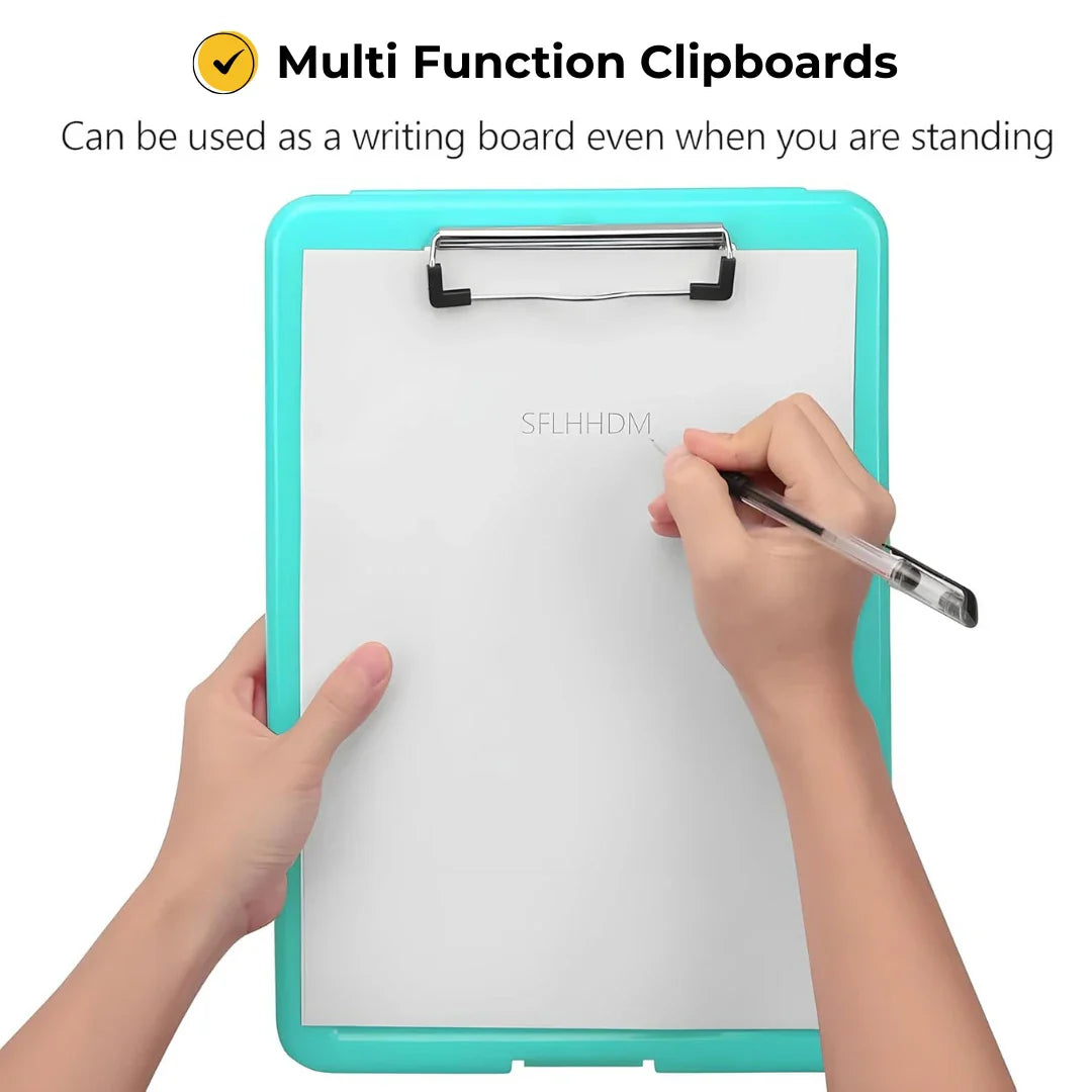 Clipboard Paper Holder Storage Writing Pad with Storage Plastic Clipboard Ideal for Office, Nurse, Students, Teachers, Sales