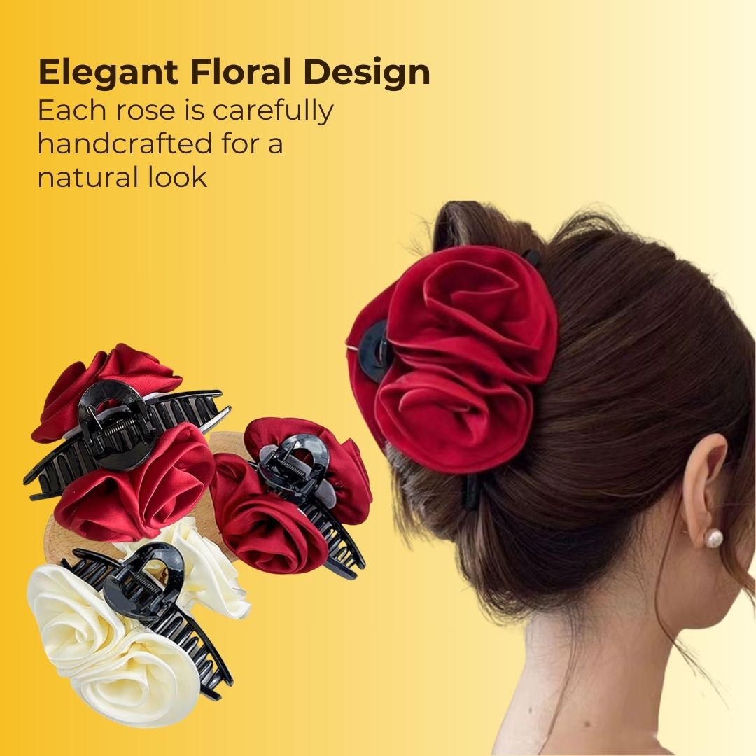 Rose Hair Clip Pack of 2 (1 White & 1 Red)