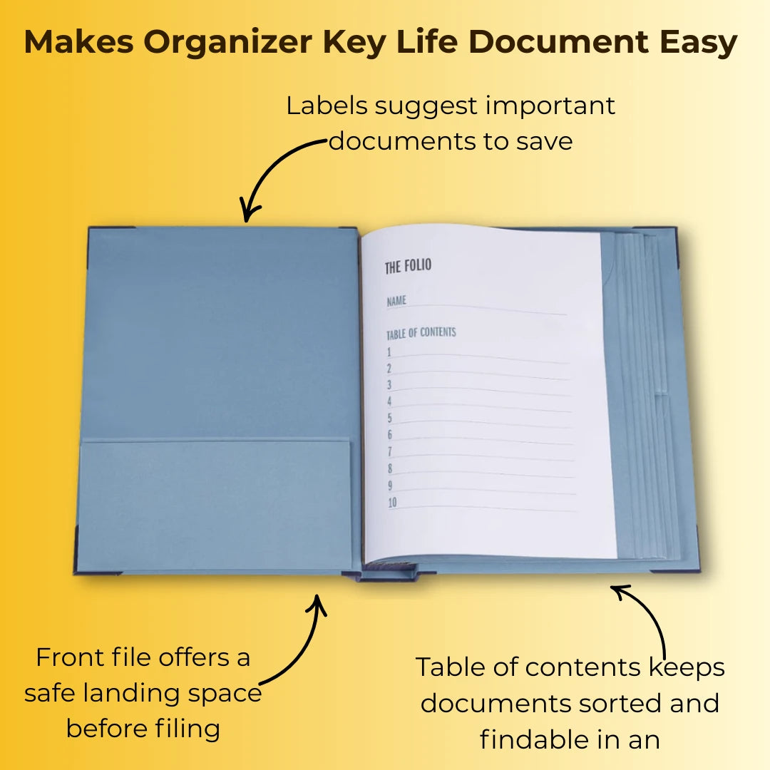 Premium Folio Document Organizer With Label Stickers