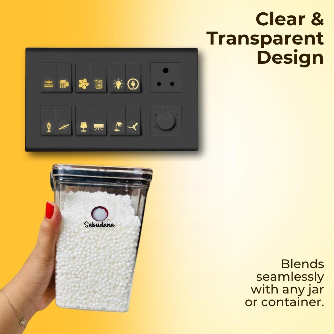 Set Of 45 3D Kitchen Label Stickers With Set of 100 Black & Gold Switch Sticker Combo