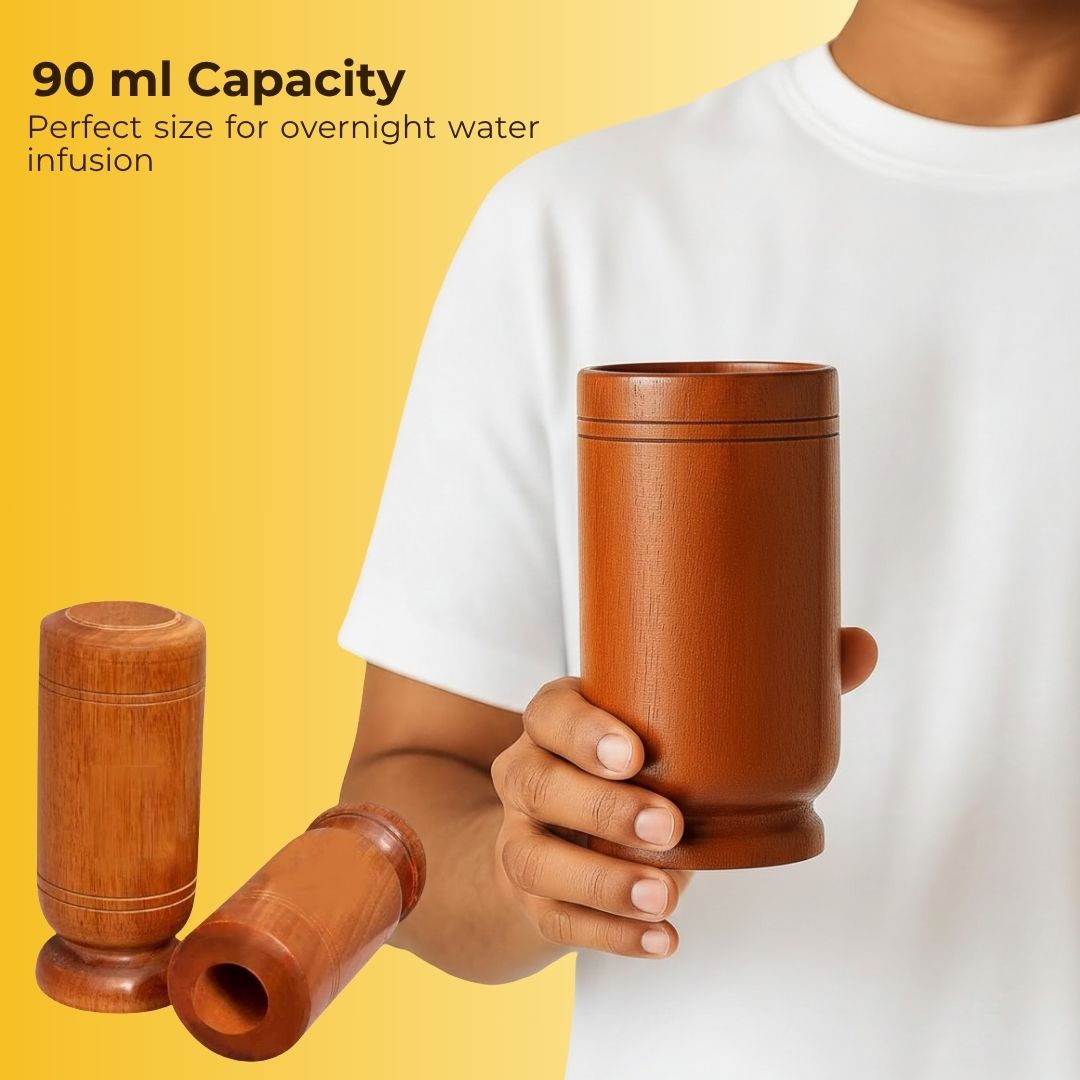 Healthy Body in 30 Days Wooden Water Glass Made With Ancient Herbal techniques