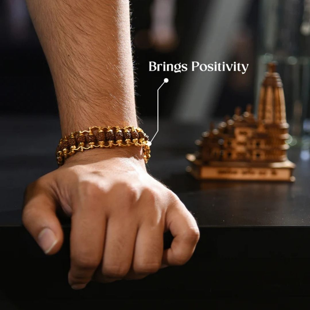 Gold Plated Modern Rudraksha Bracelet