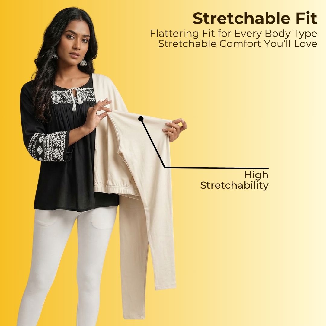 Stretchable Cotton Women Leggings - Pack Of 2 Sweat Absorbing Material For Summers