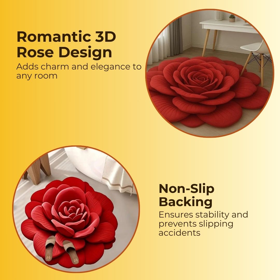 Imported 3D Rose Mat Quick Dry Non Slip - Trending Item 🔥