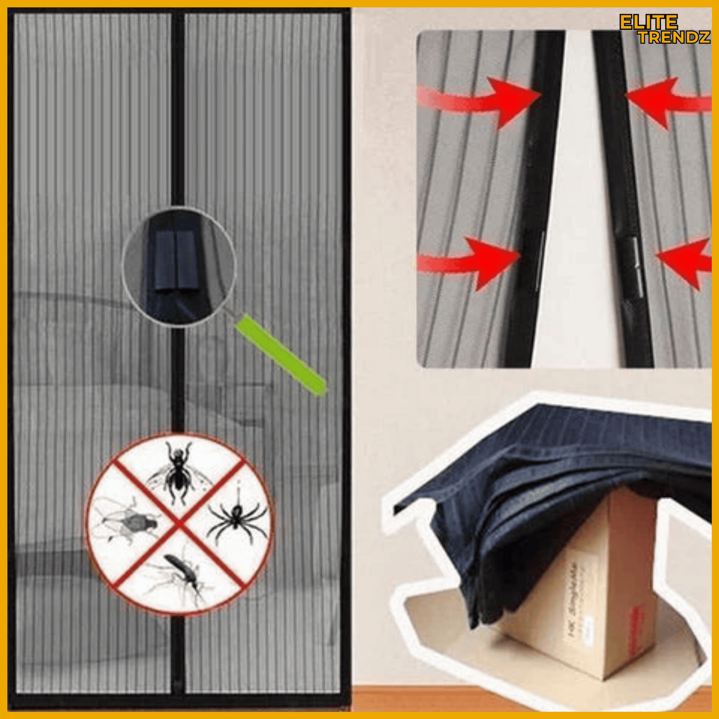 ELITEPRO™ AUTO CLOSING MAGNETIC MOSQUITO CURTAIN MESH FOR ALL DOOR TYPES