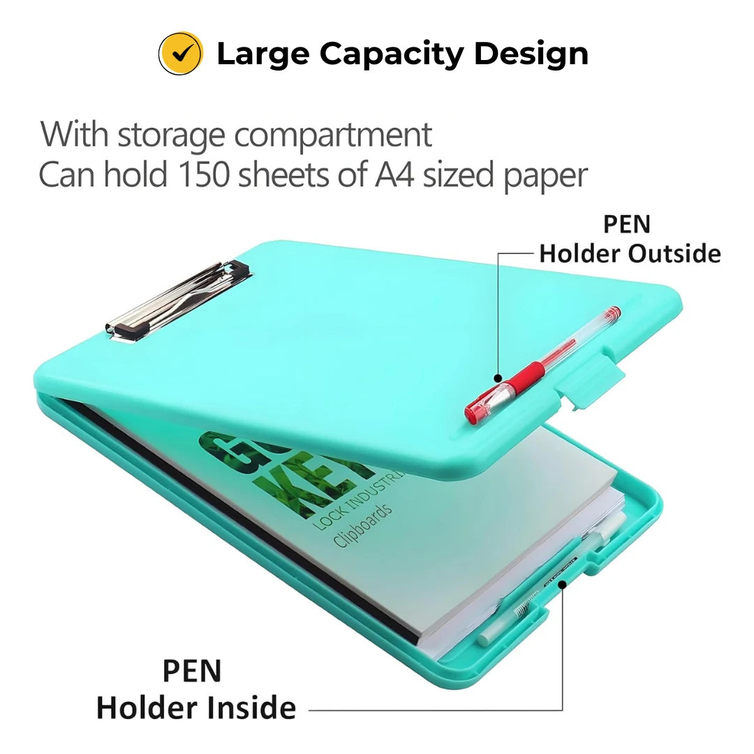 ELITEPRO™ Clipboard Paper Holder Storage Writing Pad with Storage Plastic Clipboard Ideal for Office, Nurse, Students, Teachers, Sales