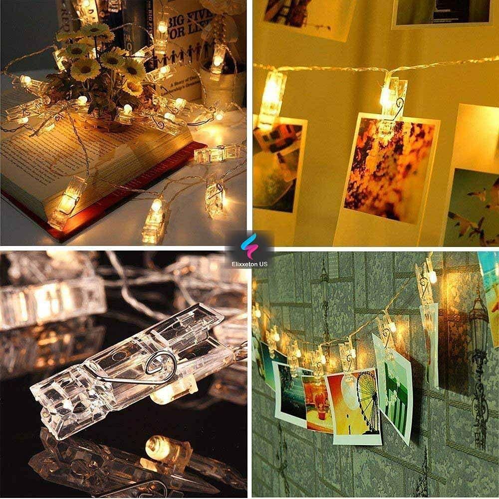 ELITEPRO™ Home 16 LED Photo Clip String Lights for Hanging Photos Cards