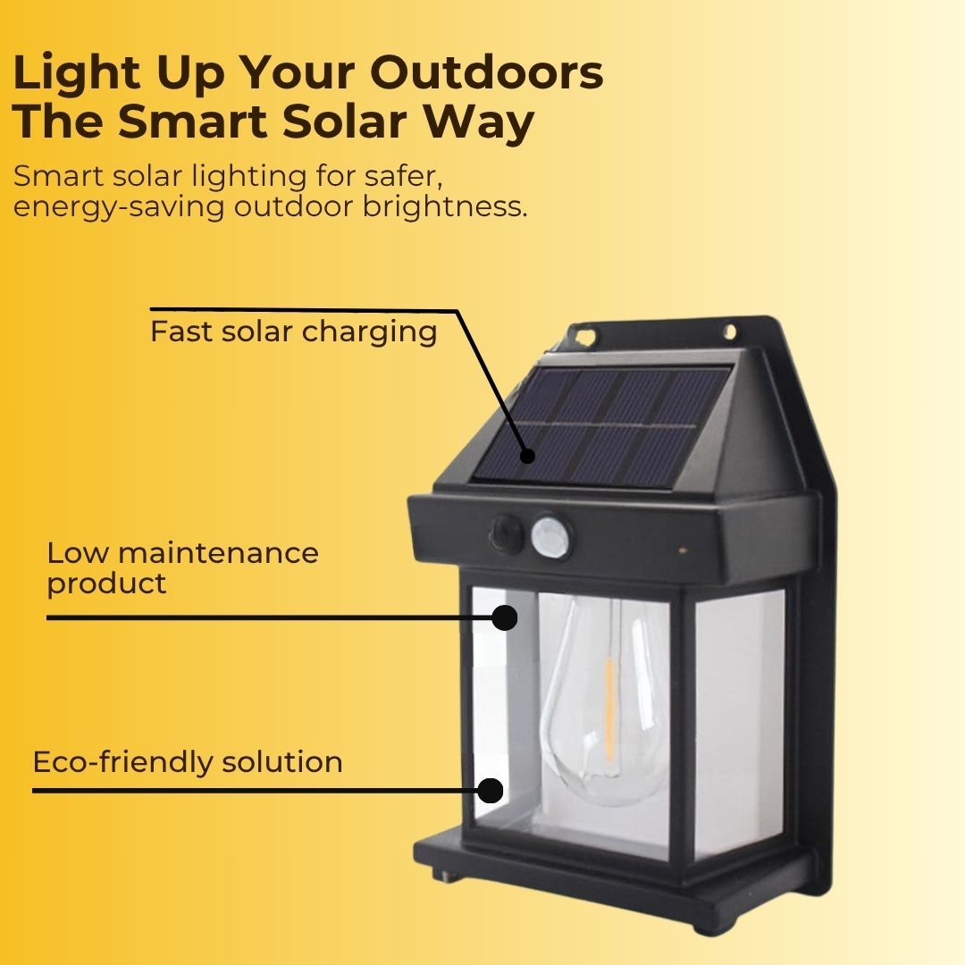 Elite Solar Wall Motion Sensor Light with 3 Lighting Modes and IP65 Waterproof