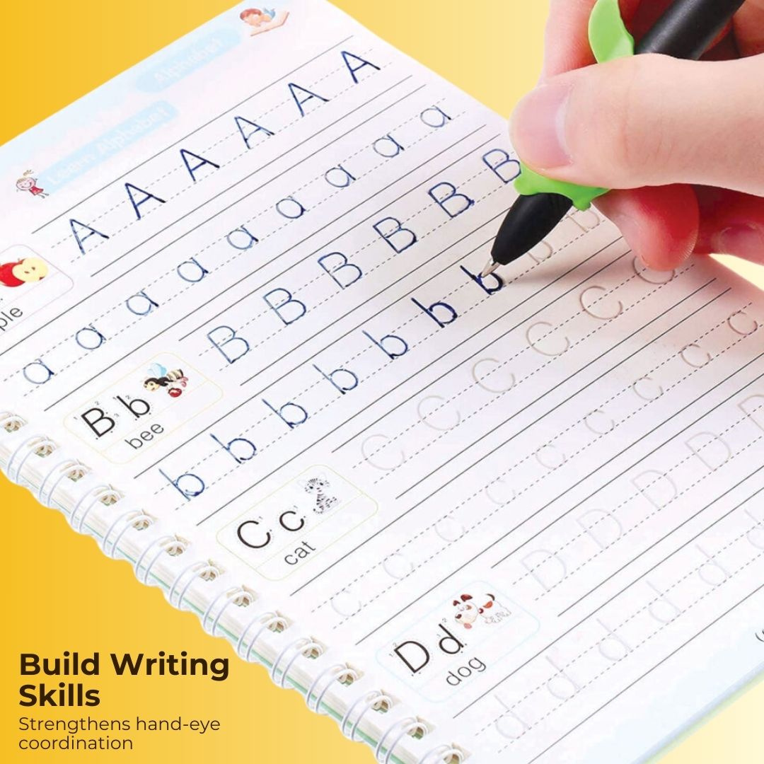 Reusable Magic Practice Book For Kids - 3+ Age With FREE 20 page Kids Personality Development eBook Guide for Parents