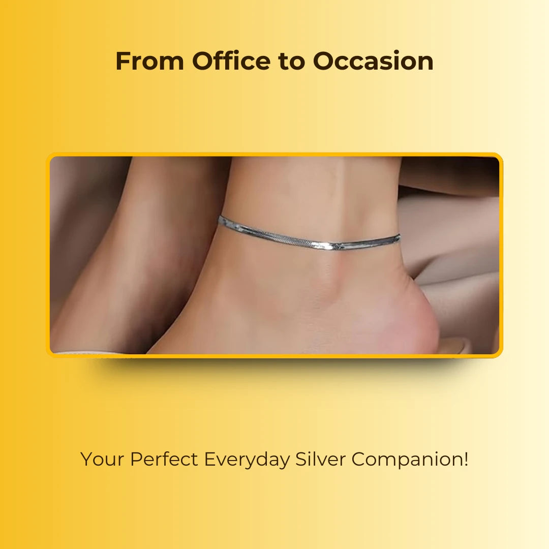 Anti Tarnish Lucky Charm Silver Snake Anklets (Pair)