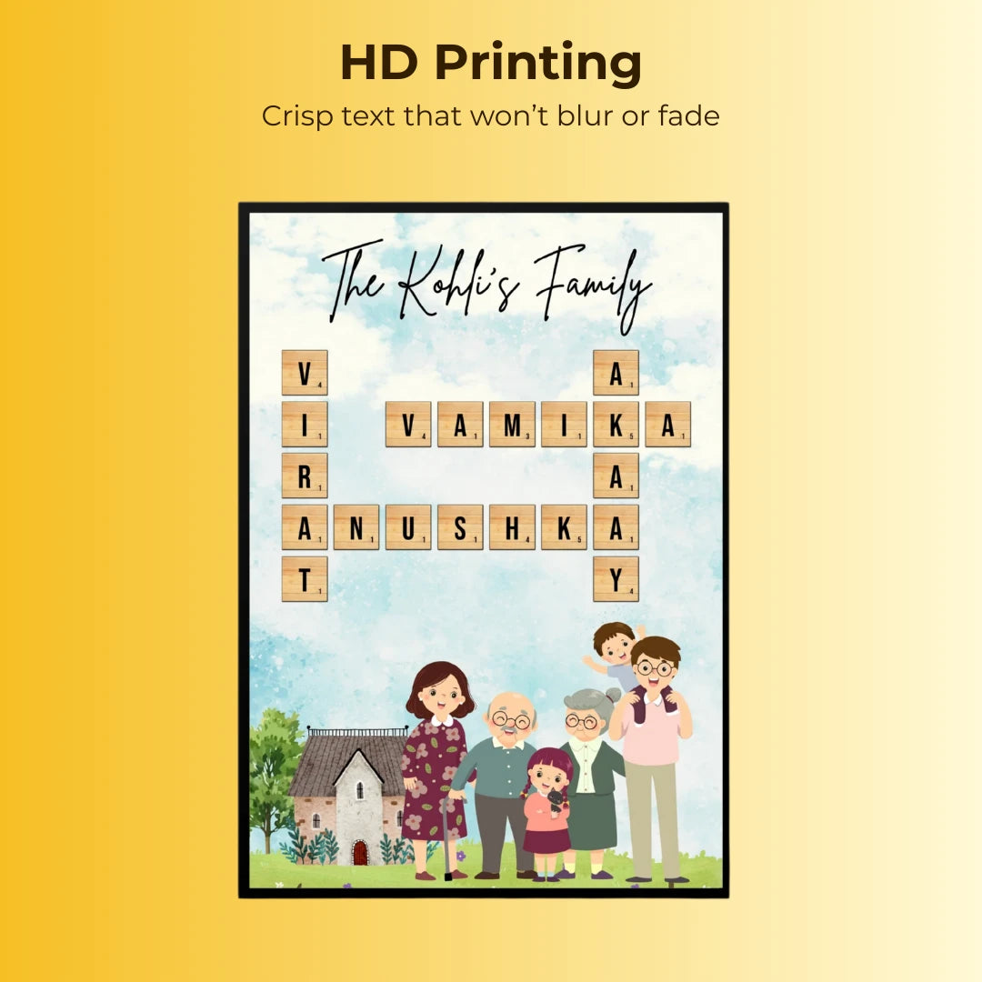 Family Crossword Puzzle Wall Frame