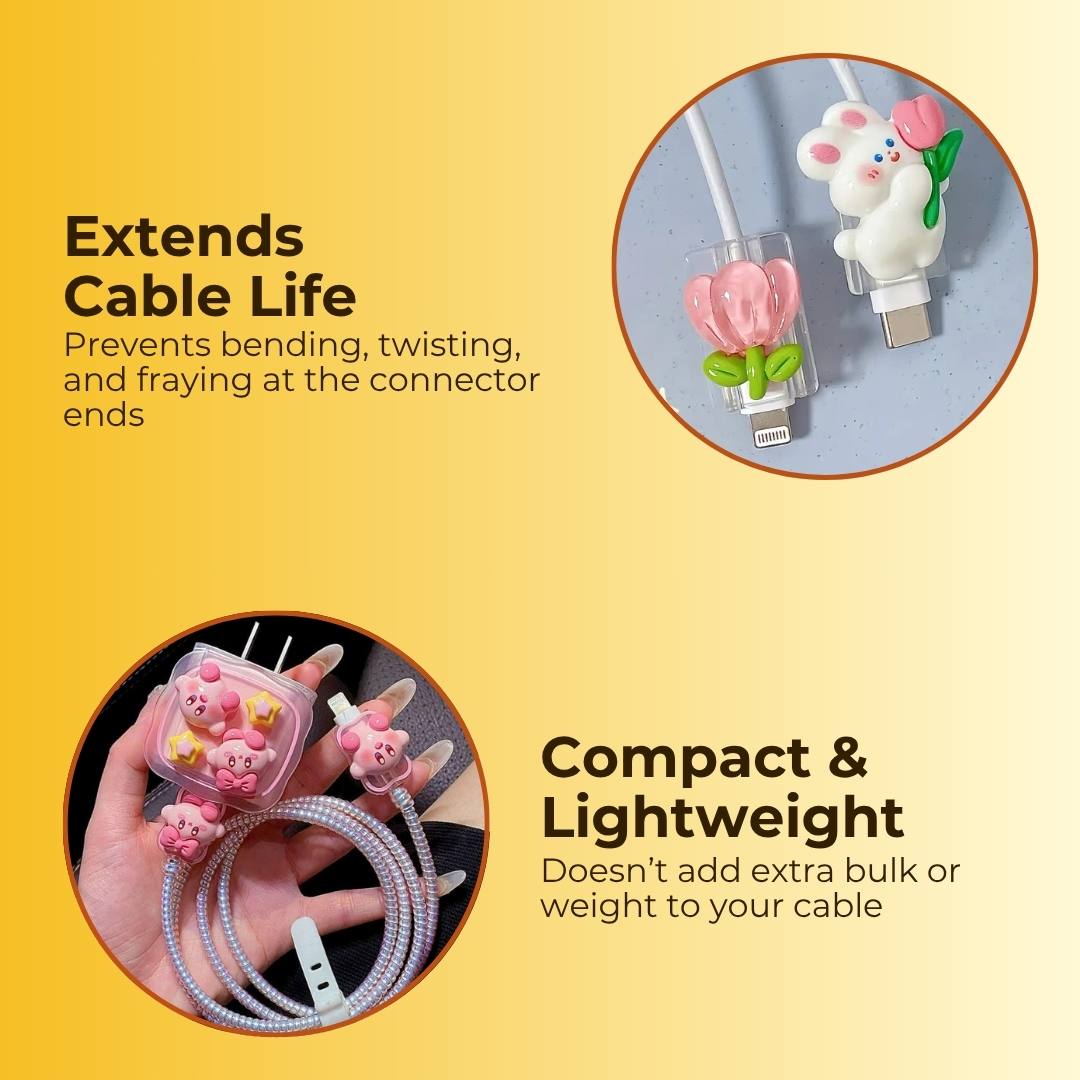 Cute Charger Case (Cable & Adapter Protector that fits all charger types)