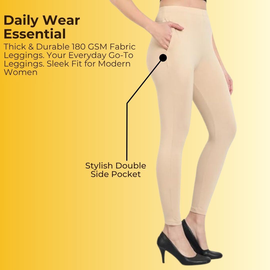 Stretchable Cotton Women Leggings - Pack Of 2 Sweat Absorbing Material For Summers
