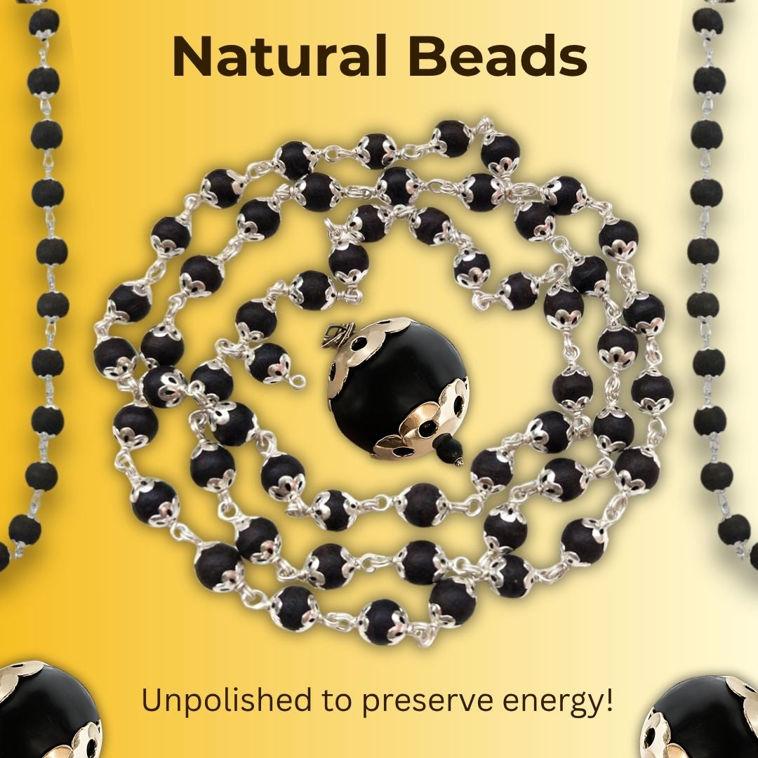 Silver Capped Karungali Mala