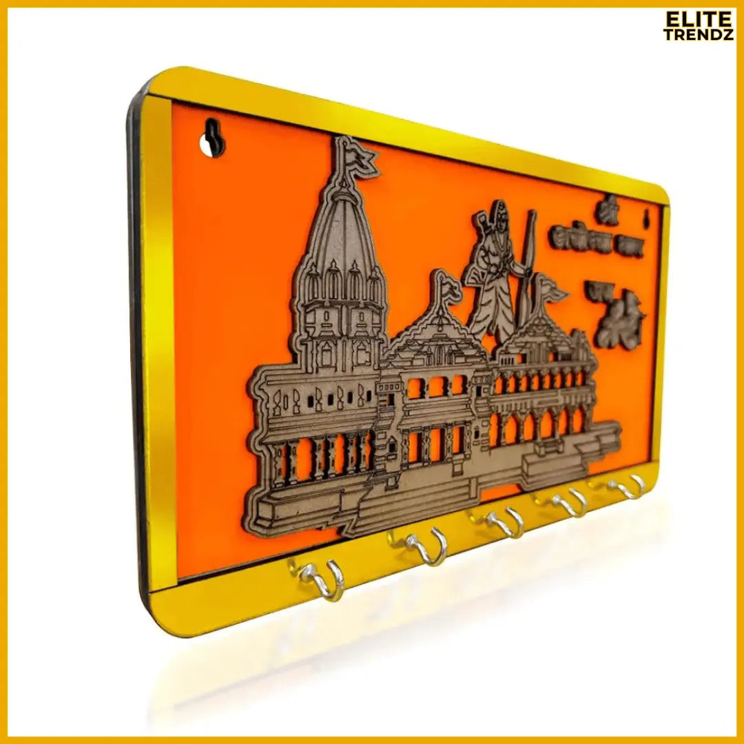 ELITEPRO™ RAM MANDIR WOODEN KEY HOLDER