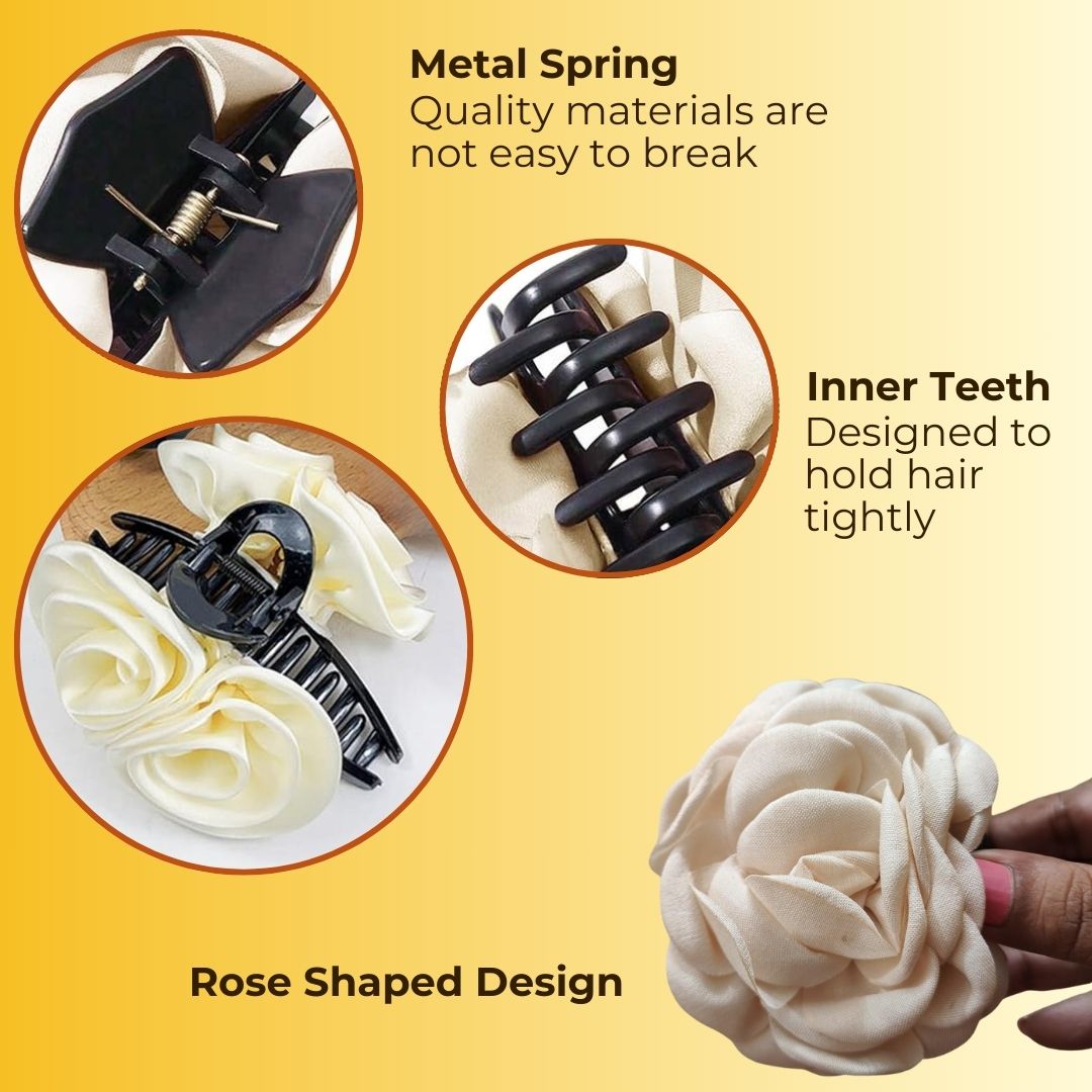 Rose Hair Clip Pack of 2 (1 White & 1 Red)