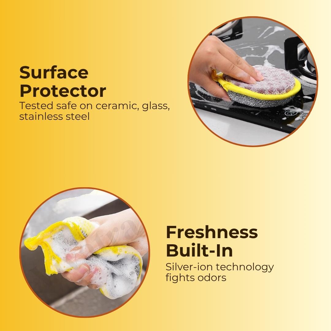 2 In 1 Multipurpose Kitchen Sponge - Pack Of 10