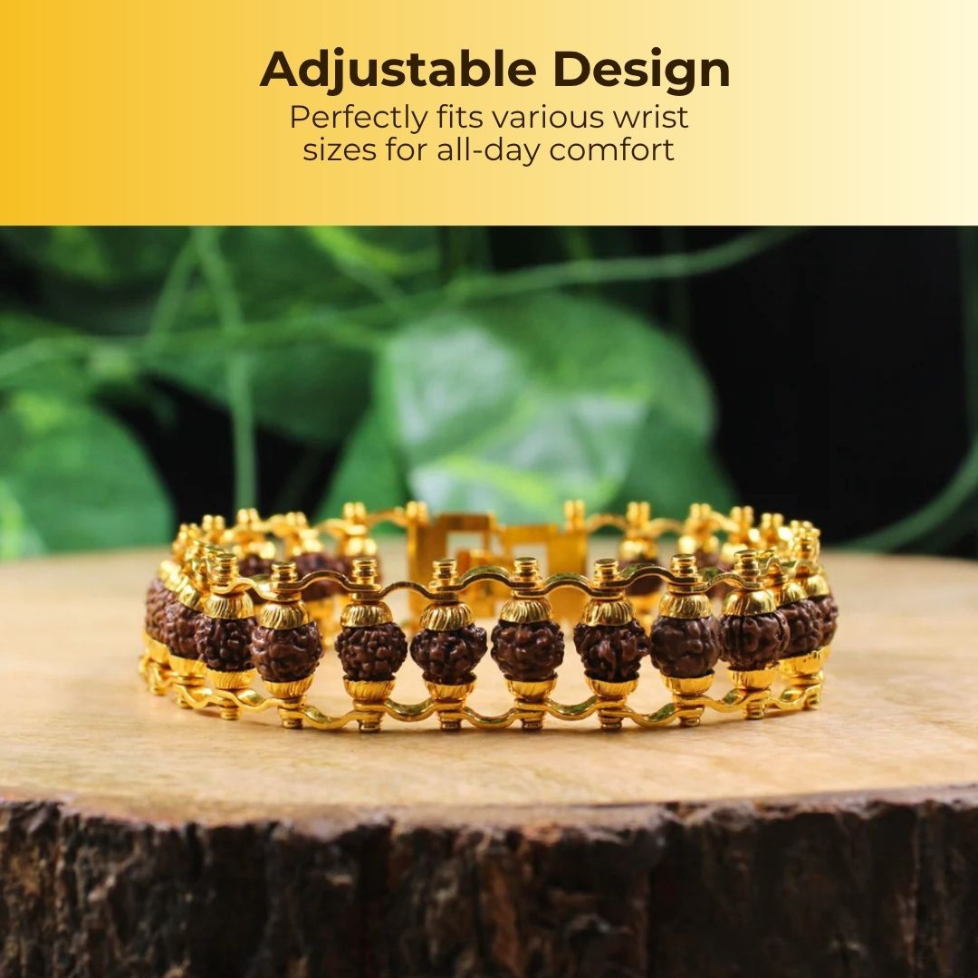 Gold Plated Modern Rudraksha Bracelet