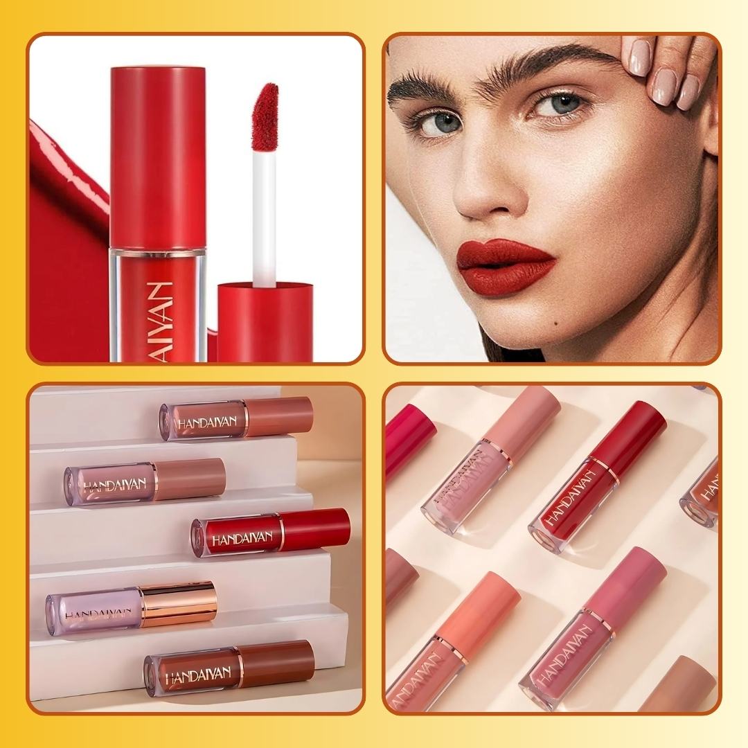 Elite Handaiyan 12 Colors Liquid Lipstick Set of 12 With FREE Nail Paint 6 pcs ( FREE Nail Paint Color Pink Red White Black Mehroon Green )