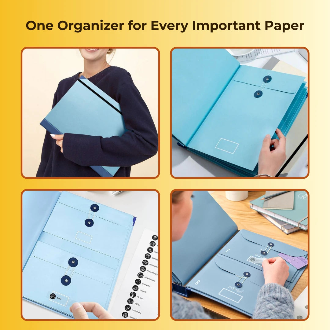Premium Folio Document Organizer With Label Stickers