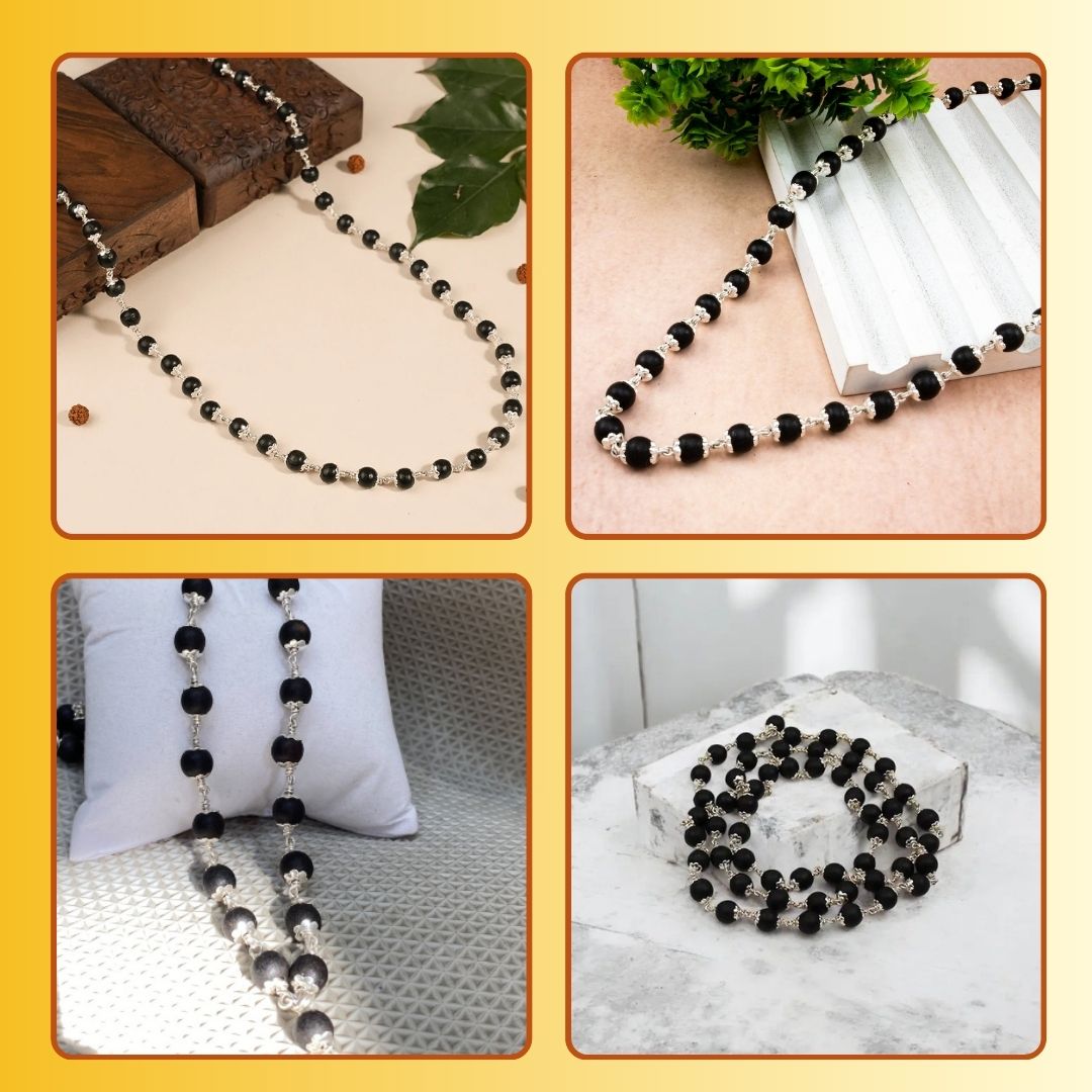 Silver Capped Karungali Mala
