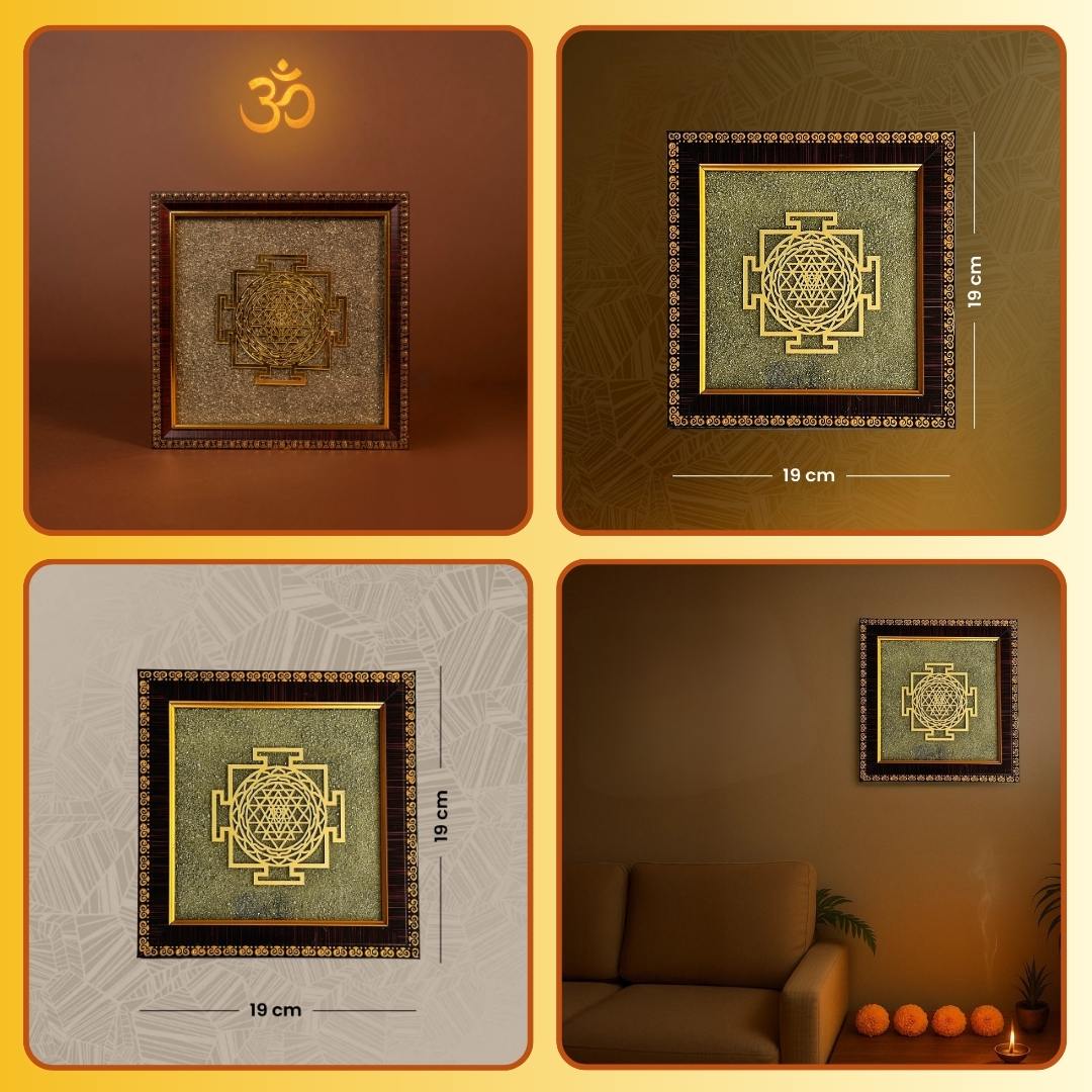 Siddh Shree Yantra on Raw Pyrite Frame