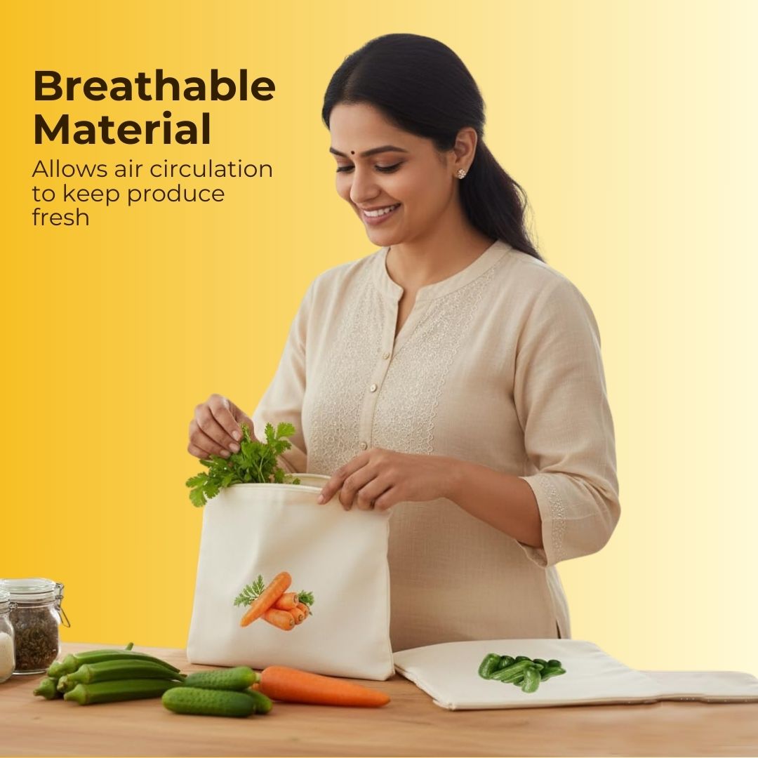 Reusable Vegetables Bags - Keeps Your Fruits & Vegetables Fresh & Nutritious Especially in Summers
