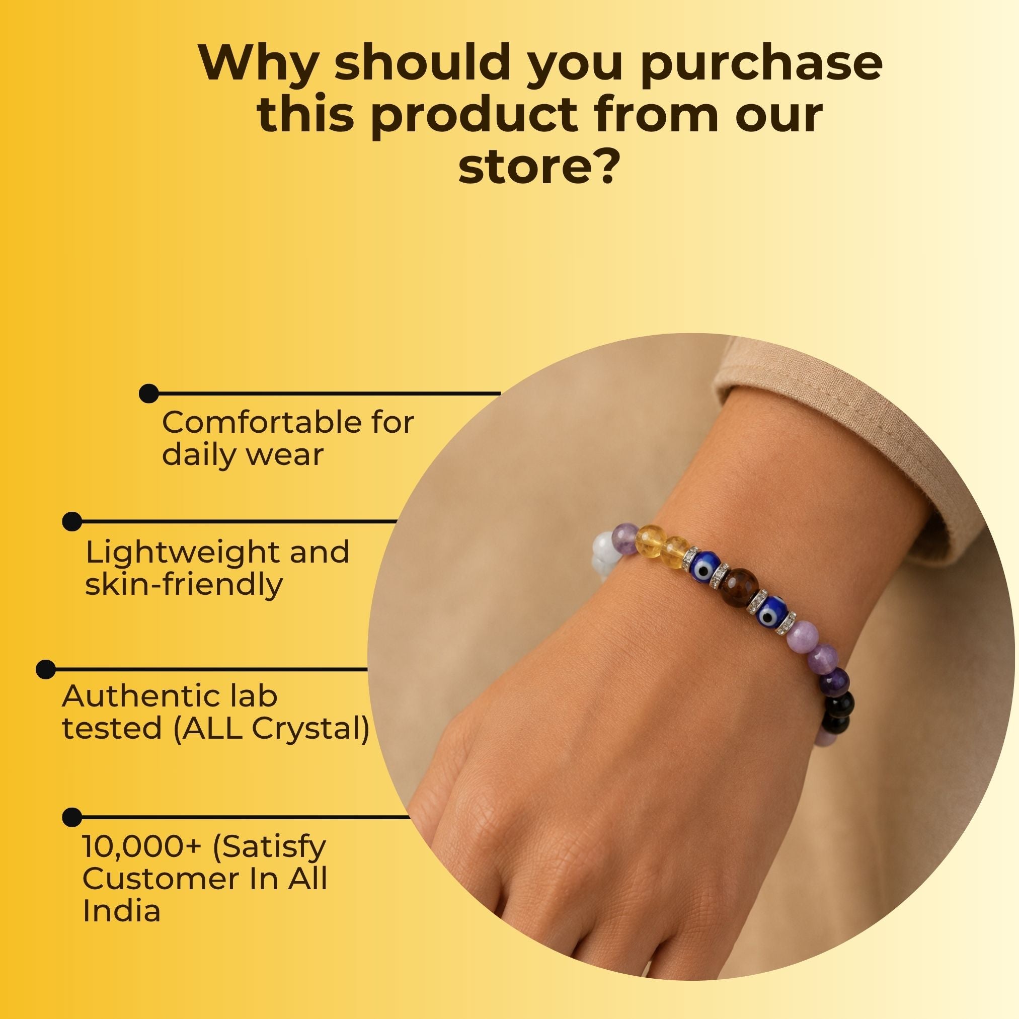 Original Stones Hematite Rashi Bracelet With Verified Lab Certificate Card