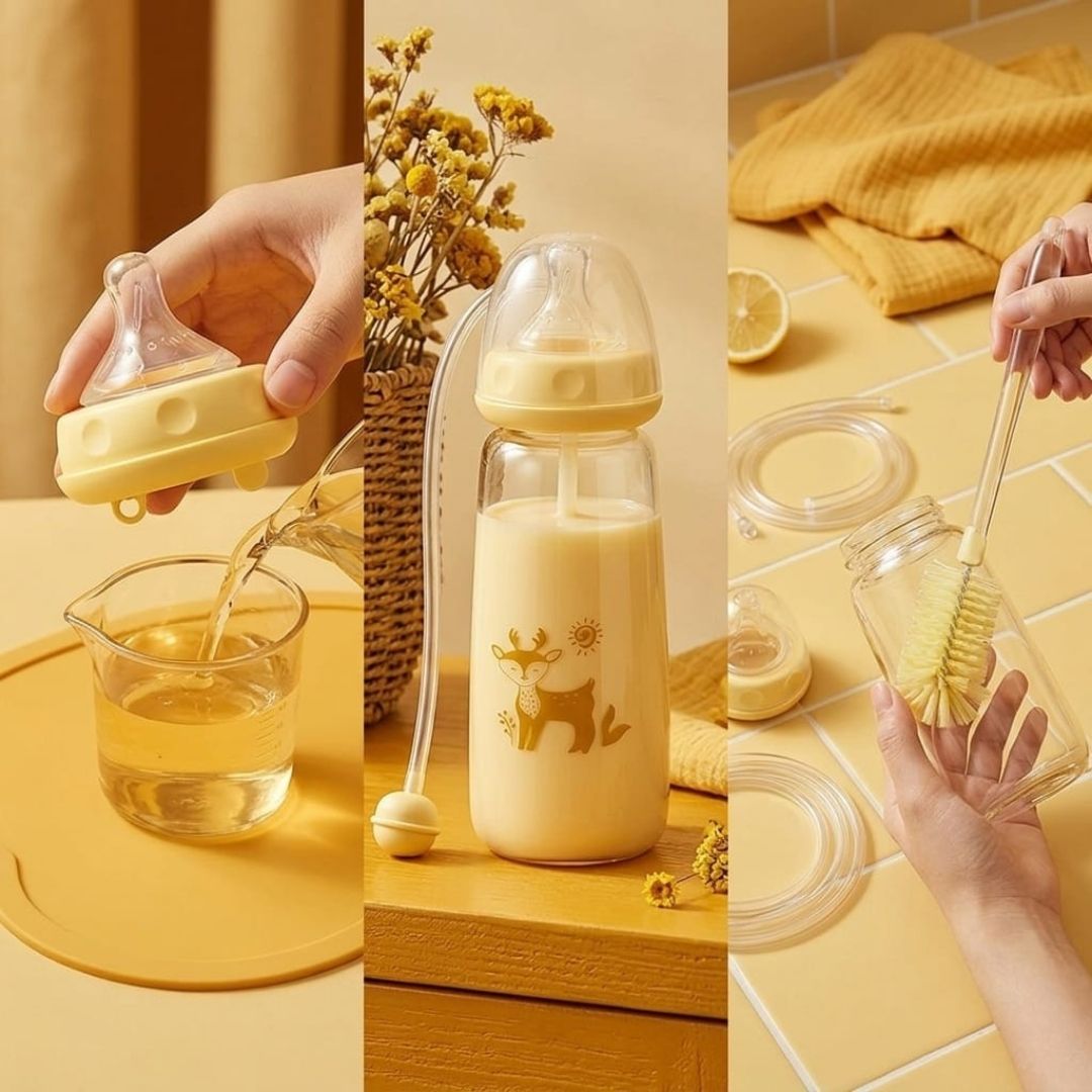 Hands-Free Baby Feeding Bottle