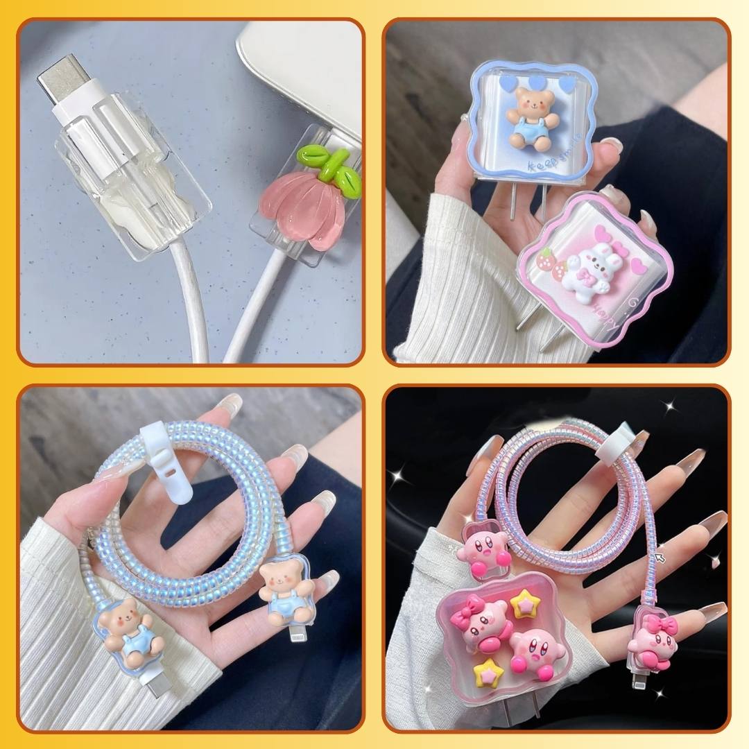 Cute Charger Case (Cable & Adapter Protector that fits all charger types)