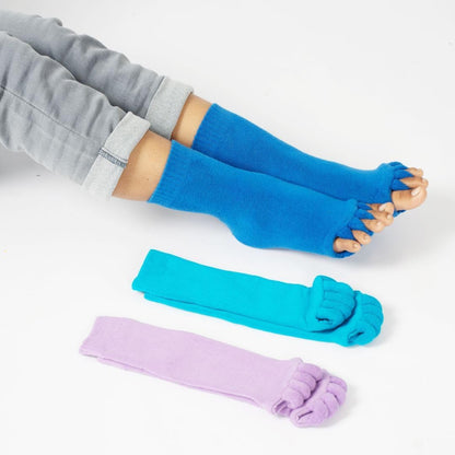 ELITEPRO™ Blue Foot Alignment Socks, Finger Toe Separator Easing Foot Pain, Improving Posture & Increasing Flexibility for Men & Women for office,Yoga | Foot Pain Relief