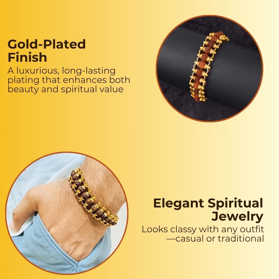 Gold Plated Modern Rudraksha Bracelet