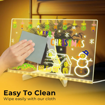 LED Rewritable Acrylic Message board with stand + 14 Multi Colored Pen FREE
