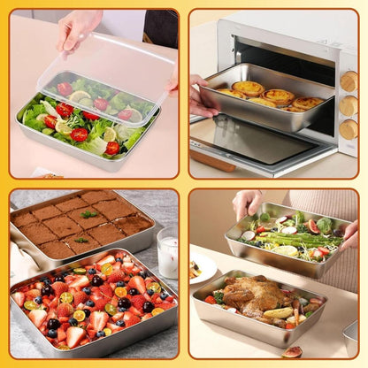 Stainless Steel Food Tray + Free Kitchen Stickers