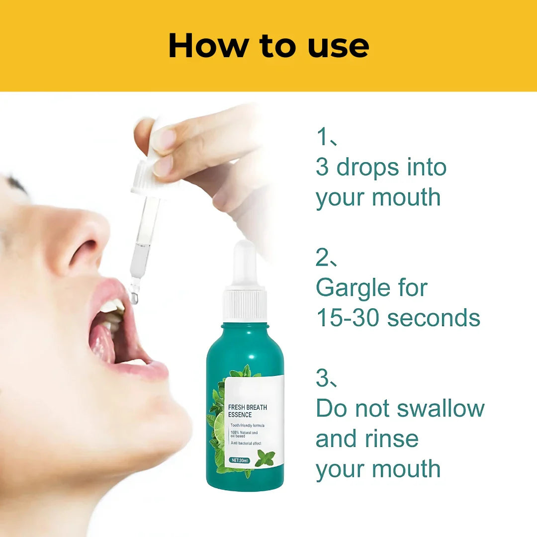Fresh Breath Essence Breath Care Drop 30ml, Bad Breath Eliminating Serum, Fresh Breath Oral Care Essence, Natural Breath Freshening Drops, With Mint Oil Breath Freshener Bad Breath Eliminating